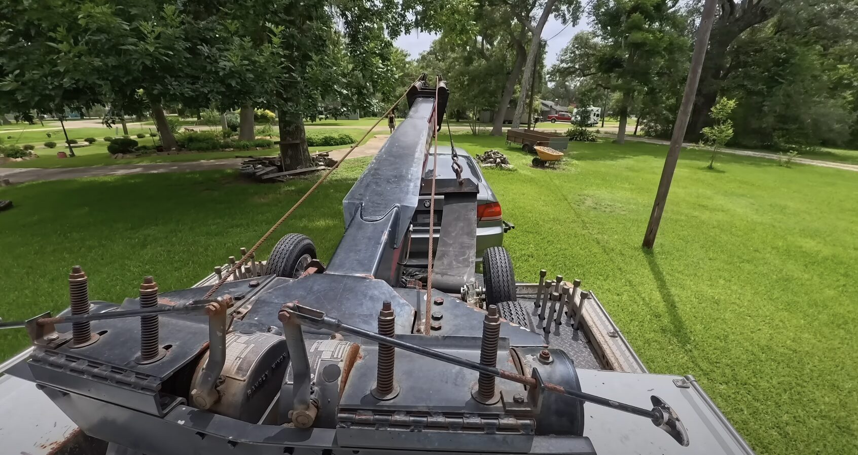 Heavy-duty tow truck with vintage towing equipment and professional winch system